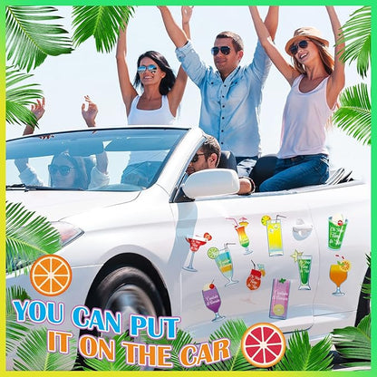 Xuhal 25 Pieces Tropical Drink Cruise Door Decorations Funny Magnetic Cruise Decorations Magnet Customized Door Cabin Decor for Carnival Birthday Essentials Accessories Magnet