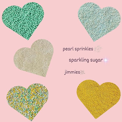 Confect Cake Sprinkles Mix Pack of 5 – Sky Blue, Yellow & White – Pearl Dragees, Jimmies, Sparkling Sugar – Baking Decorations for Cakes, Cupcakes, Cookies & Desserts- Vegan, Gluten-Free, Nut-Free, Soy-Free, Dairy-Free, Palm Oil-Free- 5 Oz