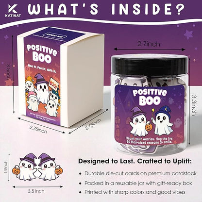 Positive Ghost Affirmation Jar – Emotional Support Ghosts Jar, Boo Basket Stuffers for Women, Teens, Funny Halloween Gifts for Women, Kids, Teens, – Cute Halloween Basket Stuffers Ideas