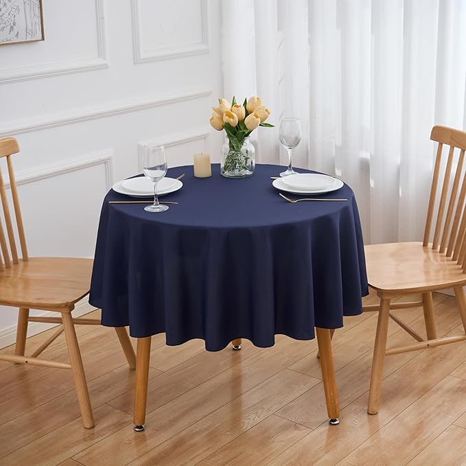Navy Blue 6 Pack Round 60 Inch Tablecloth, Premium Polyester Table Cloth Washable Table Cover Stain and Wrinkle Resistant Decorative Table Cover for Party Wedding