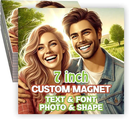KETABAO – 7" Customized Square Magnetic Photo Pictures for Refrigerators, Storage Cabinets and Cars – Personalized Gift Ideas