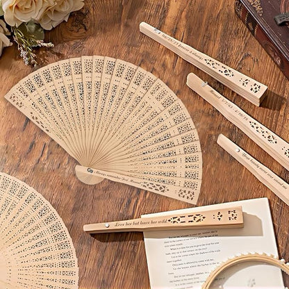 20Pcs Personalized Folding Hand Fans Custom Engraved Summer Wedding Fans,Personalized Wooden Fans Party Favor Bridal Shower Gifts for Guests