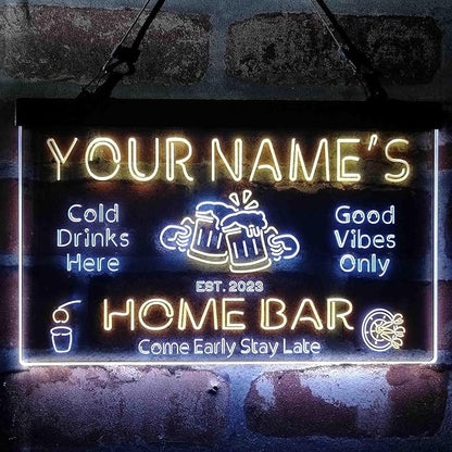 ADVPRO Personalized Your Name Custom Home Bar Beer Established Year Dual Color LED Neon Sign White & Yellow 16 x 12 Inches st6s43-p1-tm-wy