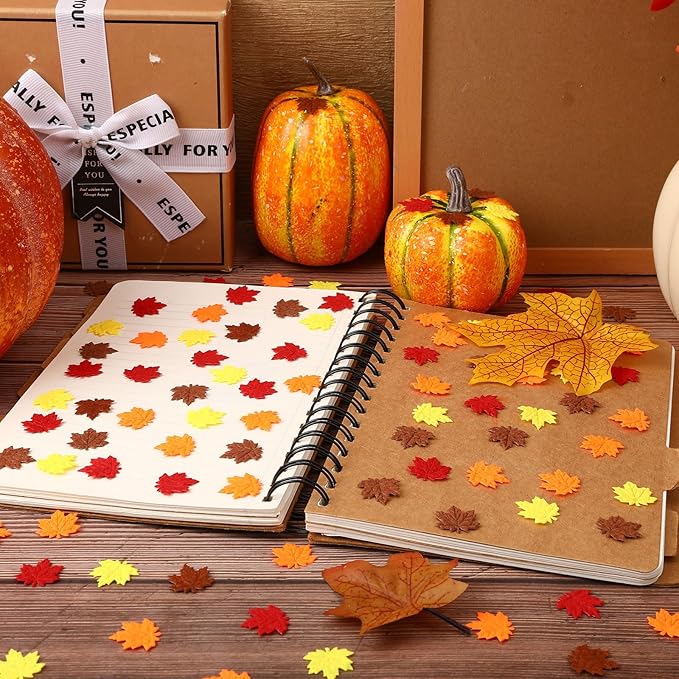 MARFOREVER Fall Felt Maple Leaf Confetti, 500Pcs Thanksgiving Leaves Confetti Decorations Mixed Autumn Table Scatter Sprinkles Centerpiece for Fall Art Crafts Supplies Thanksgiving Party Accessories