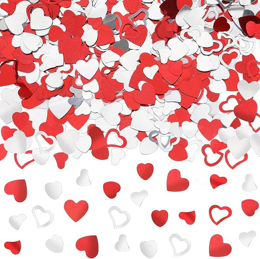 MARFOREVER Valentines Day Confetti, Red Heart Glitter Confetti Valentine's Day Metallic Foil Heart Love Table Scatter Sprinkles Sequins for Wedding Bridal Shower Birthday Party Favors Decorations