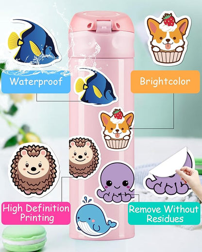 300 Pcs Animal Stickers for Kids, Cute Water Bottle Stickers for Kids Waterproof, Vinyl Laptop Kid Sticker Pack, Kid Classroom Prizes for Elementary Students