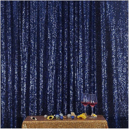 Poise3EHome 7FT x 7FT Sequin Photography Backdrop Curtain for Party Decoration, Navy Blue
