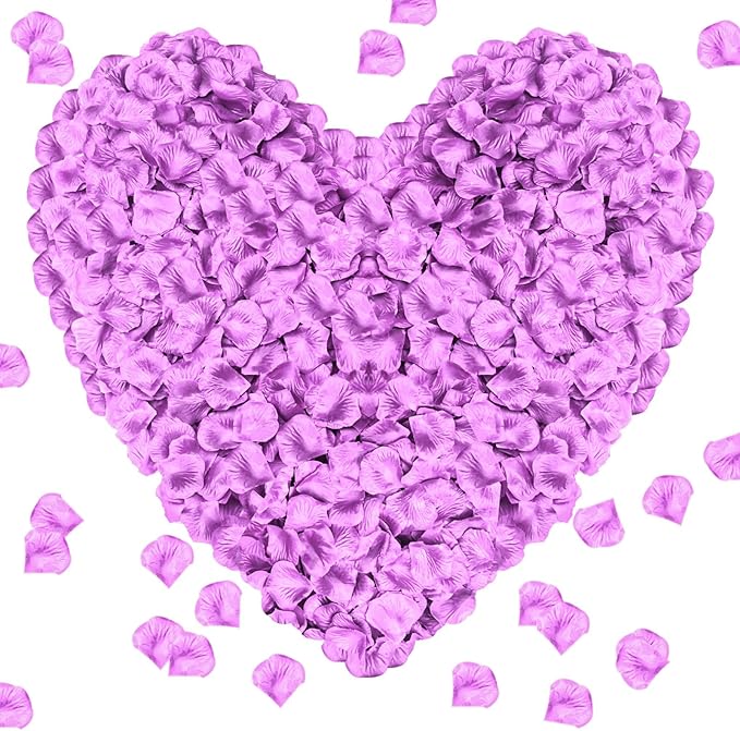 1000 Pieces Rose Petals, Artificial Flower Petals Fake Rose Petals Silk Red Rose Petals for Romantic Night,Wedding,Proposal Anniversary Flower Decorations (Light Purple)