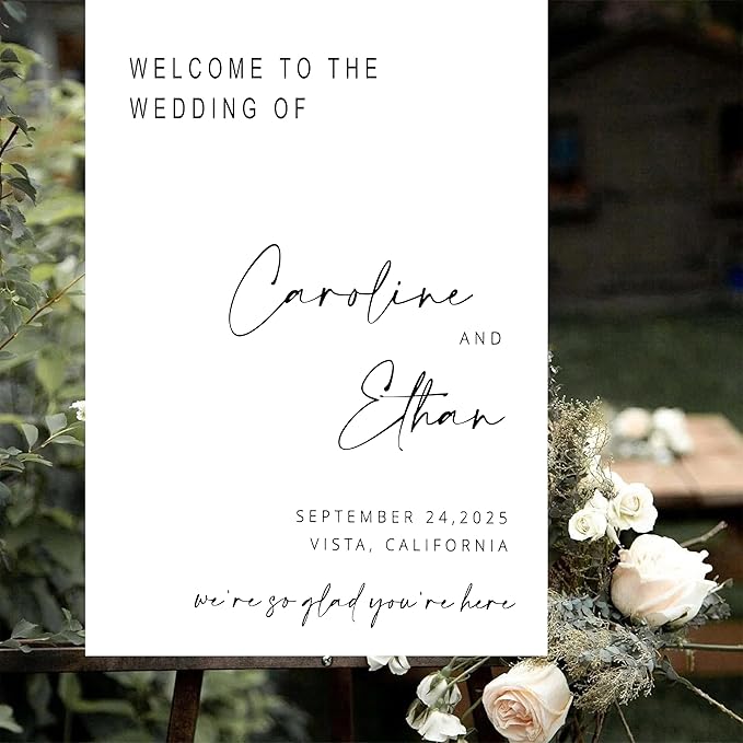 Generic Personalized Wedding Welcome Sign, 18x27 inches, Plastic, Modern Style, Wedding Event Guestbook