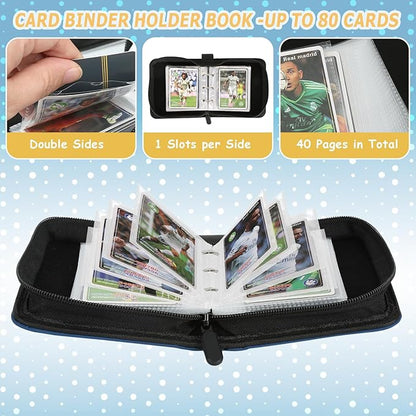 Trading Card Binder, Card Collection Binder Album Folder with 80 Side Loading Pockets, 1 Pocket Trading Card Album Folder for TGC,MTG, Baseball Cards, Yugioh