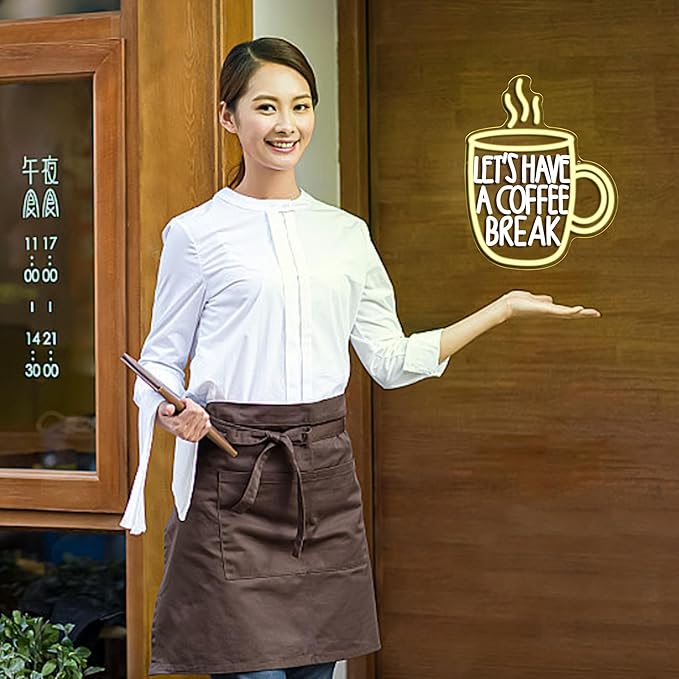 Let’s Have A Coffee Break Neon Sign,Dimmable Coffee Cup Led Light Up Sign for Living Room Bistro Party Kitchen(16.54 * 12.6In)