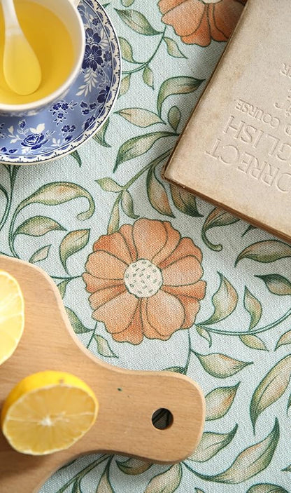 patdrea Designer French Linen Blue Tablecloth for Rectangle Table,Vintage Floral Table Cloth,Colorful Decoration Fall Cover Kitchen Dining for Thanksgiving,Tea Party,Christmas,63"x87"-Wensel