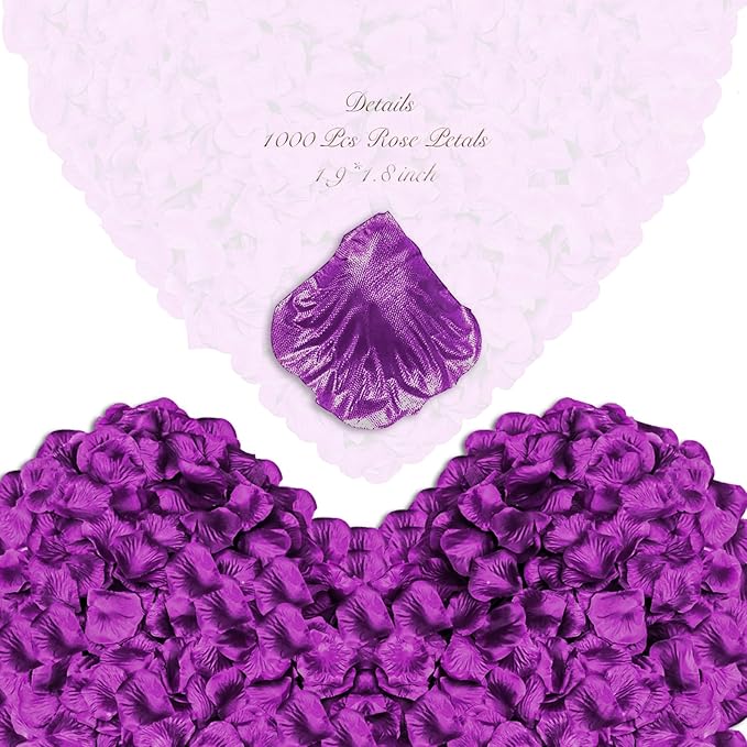 2000 pcs Rose Petals, Artificial Flower Petals Fake Rose Petals for Romantic Night,Wedding,Proposal Anniversary Flower Decorations (Deep Purple)
