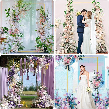 Asee'm 6.6FTx4FT Gold Wedding Arch Backdrop Stand Square Metal Rectangular Arch Frame for Ceremony Party Birthday Bridal Baby Shower Anniversary Arbor Balloon Decoration