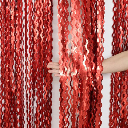 4 Pack Red Streamers Party Decorations - 3.3x6.6ft Foil Curtain Background for Birthday Decorations | Wedding | Halloween | Christmas Party Decoration | Red Tinsel Backdrop