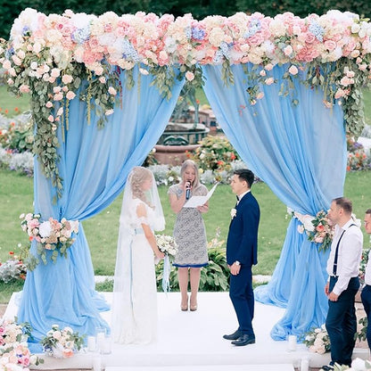 Wokceer Wedding Arch Draping Fabric 2 Panels 28.7" x 20FT Dusty Blue Drapes Sheer Fabric Backdrop Arch Draping Fabric for Wedding Ceremony Birthday Party Bridal Shower Decoration