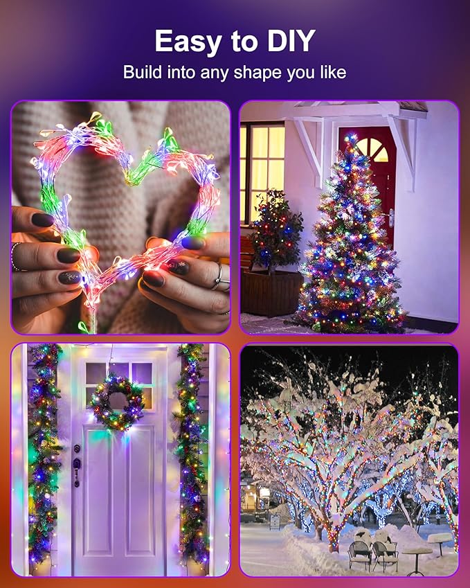Fairy Lights Battery Operated, Twinkle String Lights Waterproof Silver Wire 5 Feet 60 Led Firecracker Starry Lights for DIY Wreath Home Wedding Party Bedroom Mason Jar Holiday Christmas, Multicolor