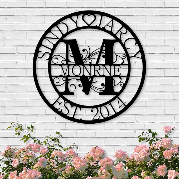 Custom Metal Sign | Personalized Family Name Sign | Monogram Wall Decor | Metal Name Sign| Split Letter Name | Anniversary Wedding Gifts| Custom Outdoor Signs | Metal Wall Art | Couple Gift