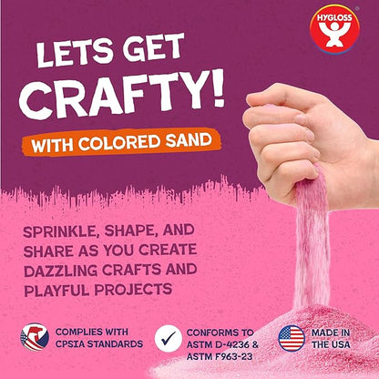 Hygloss Colored Sand for Crafts - 15 lb Bottle, Pink - Vibrant Colorful Fine Sensory Play Sand Art Kits for Kids - Classroom Activities for Children 3 4 5 6 7 8 9 10 11 12 - Safe for Ages 3+