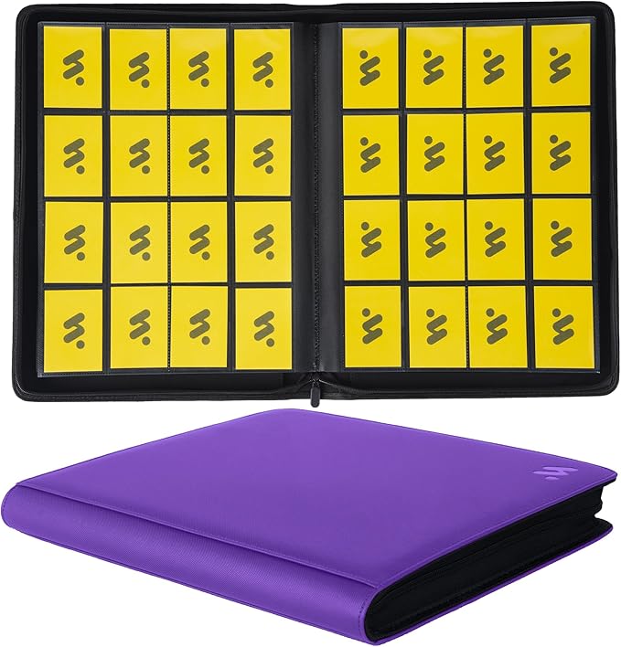 Premium 1000+ Pockets Card Binder,16 Pockets Trading Card Binder Ringless Side Loading Trading Card Album Folder for TCG - Dark Purple