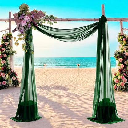 MDS Halloween Chiffon Draping Fabric - 1 Panel, 30" Wide x 40ft Long - Sheer Spooky Arbor & Canopy Drapery for Haunted House Backdrops, Party Ceilings, DIY Costumes & Themed Events - Hunter Green
