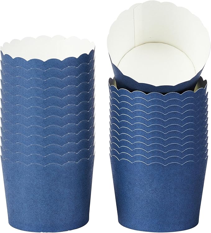 Panificio 3 Ounce Cupcake Wrappers, 200 Scalloped Baking Cups - Oven-Ready, Greaseproof, Midnight Blue Paper Cupcake Liners, Disposable, For Birthdays, Baby Showers, Or Weddings - Restaurantware