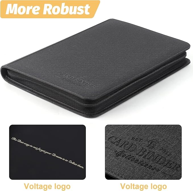 9 Pocket Card Binder, Premium Zip Trading Card Binder, 540 Double Sided Pocket PU Collection Binder, Collector Album, Card Folder for MTG, TCG, Sports Cards (Black)