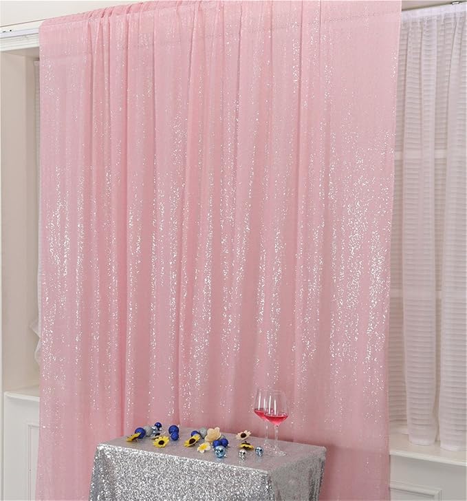 Eternal Beauty Pink Sequin Backdrop, 6x6 Ft Glitter Background Curtains for Shimmer Photography Party Wedding Birthday Back Drop Decor