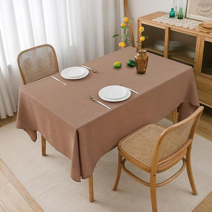 NLMUVW Mocha Linen Tablecloth Rectangle Tables 108 Inch, Textured Table Cloth Farmhouse Table Cover for Kitchen Dining Coffee, 54 x 108 Inch