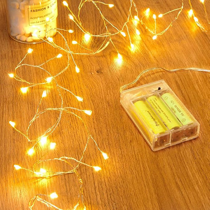 Fairy Lights Battery Operated, 60 LED Fairy String Lights Waterproof Silver Wire 5 Feet Firecracker Starry Light for DIY Wreath Home Wedding Party Bedroom Mason Jar Holiday Christmas Decorations