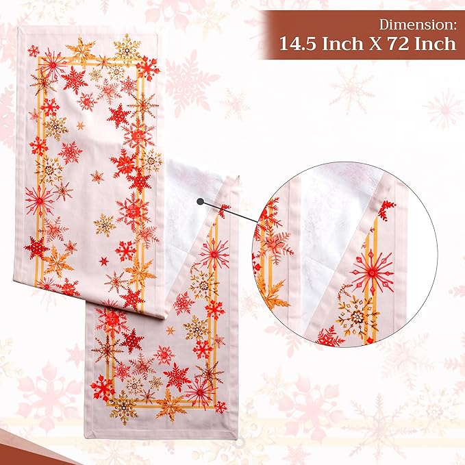 Maison d' Hermine Table Runner 100% Cotton Single Layer Table Runners 72 inches Long for Thanksgiving Christmas Decorations Home Kitchen Dining Party Wedding (Crystal Star, 14.5" x 72")