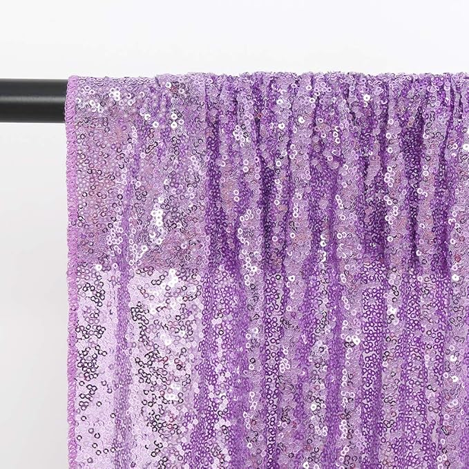 8ft x 8ft Light Purple Sequin Backdrop Curtain Glitter Photo Booth Backdrop for Wedding Birthday Baby Shower Event Decorations