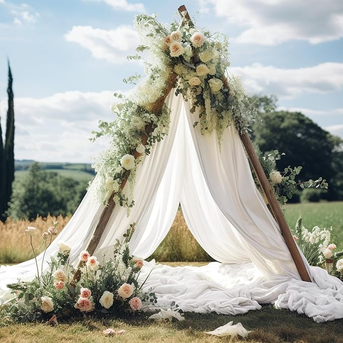 Wedding Arch Draping Fabric 2 Panels 30" X 20FT Sheer Arch Drapes Fabric White Backdrop Curtains for Wedding Arbor Ceremony Birthday Party