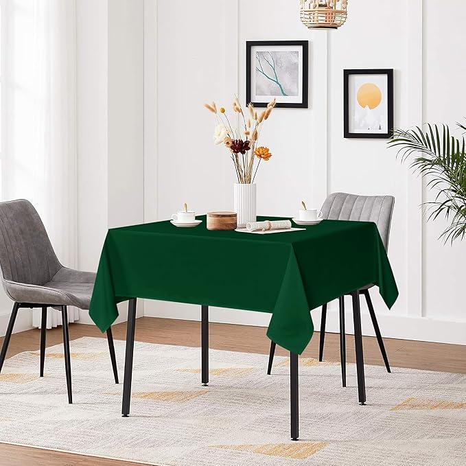sancua Small Square Tablecloths 36x36 Inch - Hunter Green Table Cloth for Square or Round Tables, Washable Polyester Fabric Table Cover for Christmas Nightstand End Bedside Tables