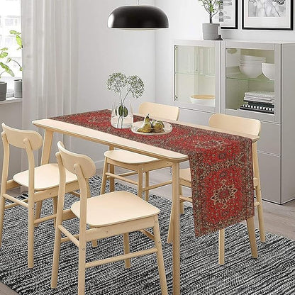 Vintage Boho Red Table Runner,Elegant Mid Century for Home Farmhouse Kitchen Table Dining Coffee Room Garden Party Wedding Decor 13x60in