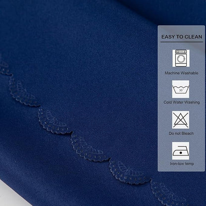Round Navy Tablecloth 48 Inch Polyester Fabric Washable Table Cloth Decorative Wrinkle Resistant Solid Color Table Cover for Kitchen Dinning Party Wedding Camping