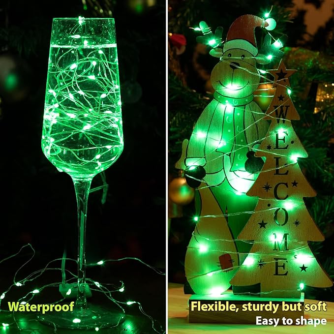 HXWEIYE 6 Pack Green Fairy Lights Battery Operated, 7ft 20LED Mini Fairy String Lights Mason Jar Lights, Waterproof Firefly Starry Lights for DIY Wedding Party Bedroom Patio Christmas Décor