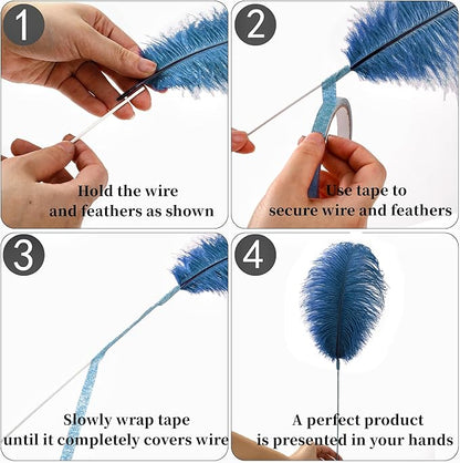 Holmgren Turquoise Ostrich Feathers Bulk - 20pcs Making Kit 22 Inch Boho Ostrich Feathers for Vase, Floral Arrangement, Wedding Party Centerpieces and Home Decorations (Turquoise)