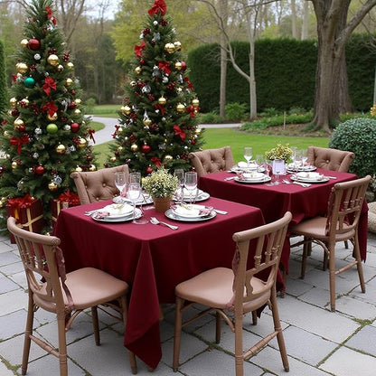 sancua Square Tablecloths 70x70 Inch Burgundy, 2 Pack - Fabric Table Cloth for Square or Round Tables, Washable Polyester Table Cover for Christmas Dinner, Holiday Party, Decorative Display Tables