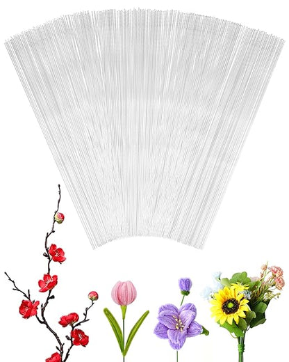 100 PCS FIVEIZERO 26 Gauge White Floral Wire Stems for Artificial Flower Making,Florist Wire,Flower Wires for Crafts,Alambre para Flores for Wreaths, Flower Arrangements and DIY Projects