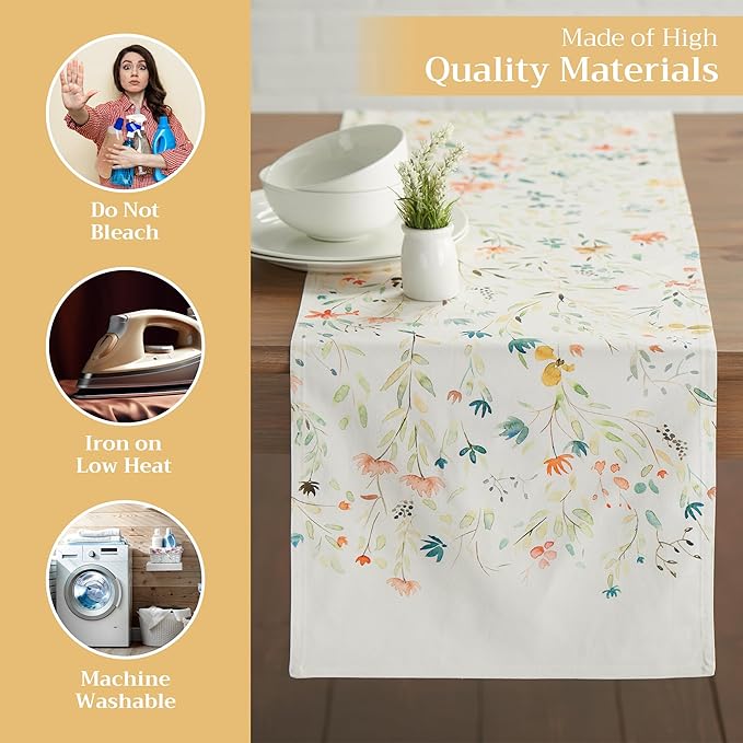 Maison d' Hermine Table runner 100% Cotton Double Layer Table Runners 72 inches long Decorative for Home Kitchen Dining Party Baby Shower Wedding Bridal Shower Spring Summer (Colmar, 14.50" x 72")