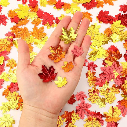 MARFOREVER Fall Glitter Confetti, Thanksgiving Metallic Foil Maple Leaves Fall Party Decorations Scatter Sequins Confetti Sprinkles for Thanksgiving Table Supplies