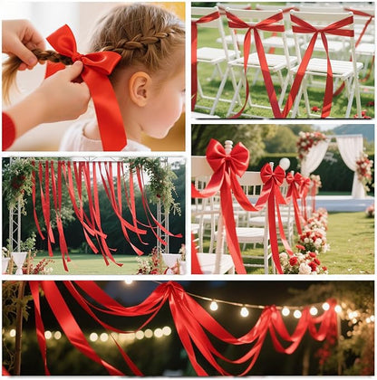 Red Satin Ribbon 1 Inch Wide x 50 Yards, Double Sided Polyester Ribbon for Christmas Crafts, Gift Wrapping, Valentine’s Day Decorations, Party and DIY Projects