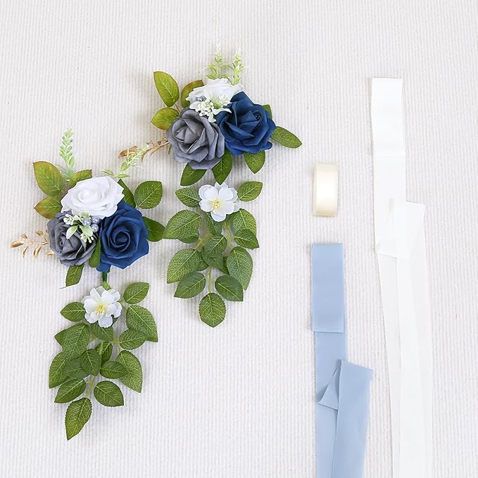 10 Wedding Aisle Decorations for Ceremony - Blue Chair Flowers for Aisle Decor and Church Pew Decorations