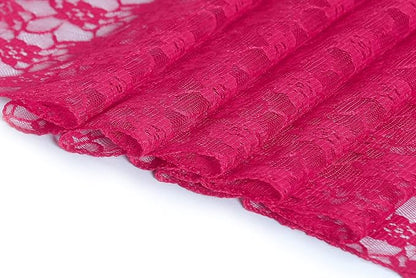 MDS Pack of 5 Wedding 12 x 108 inches Lace Table Runner for Wedding, Decorations for Birthday Parties, Banquets, Graduations, Engagements, and Runners fit Rectangle, Round Table- Magenat