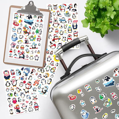Cute Penguin Stickers 720 Counts Waterproof Cartoon Penguin Animal Decal Sticker Party Gifts Goodie Bags Decor Reward Birthday Party Favors Water Bottle Laptop Adhesive Sticker Invitation Decor