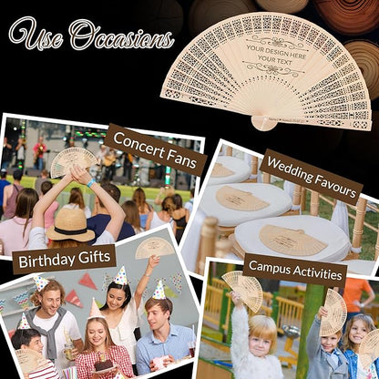 10 PCS Custom Fans Personalized Folding Fans for Line Dancing Wooden Hand Fan Wedding Favors Gift for Guests Personalized Fans for Events