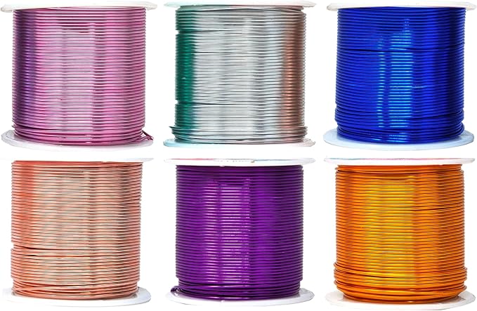 Mandala Crafts 18 Gauge Anodized Aluminum Craft Wire for Jewelry Making - 450 FT Colored Flexible Silver Copper Gold True Blue Purple Pink Wire - Bendable for Bonsai Armature Crafting Sculpting