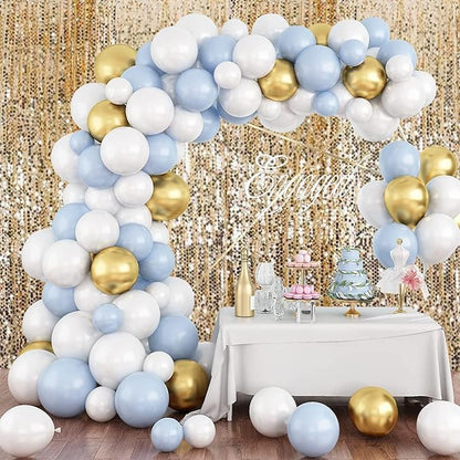 HH 9x9FT Big Gold Sequin Payette Backdrop Curtains Panels, Shimmer Sequin Photography Backdrop for Wedding Party Christmas Decoration