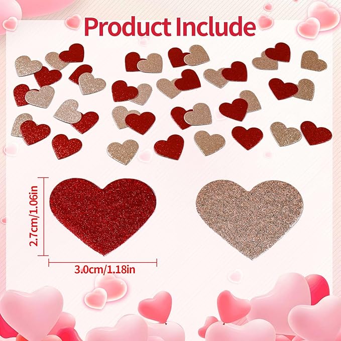 200 Pcs Dark Red and Gold Heart Paper Confetti for Valentine's Day Wedding Baby Shower Birthday Party Table Decoration Supplies
